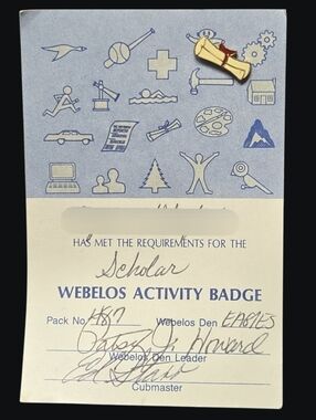 Webelos Activity Badge Pin "Scholar" Pack- #487 Den- Eagles